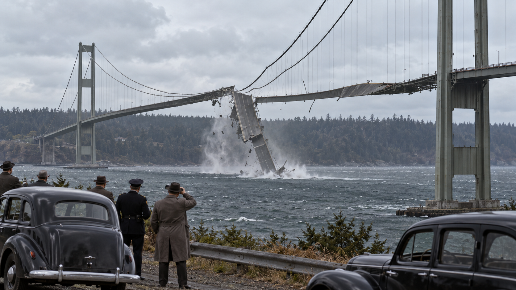 Historical reconstruction of 1940: Tacoma Narrows Collapses on November 7, 1940