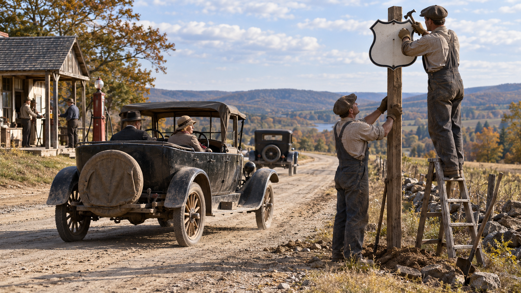 Historical reconstruction of 1926: Route 66 Is Designated on November 11, 1926