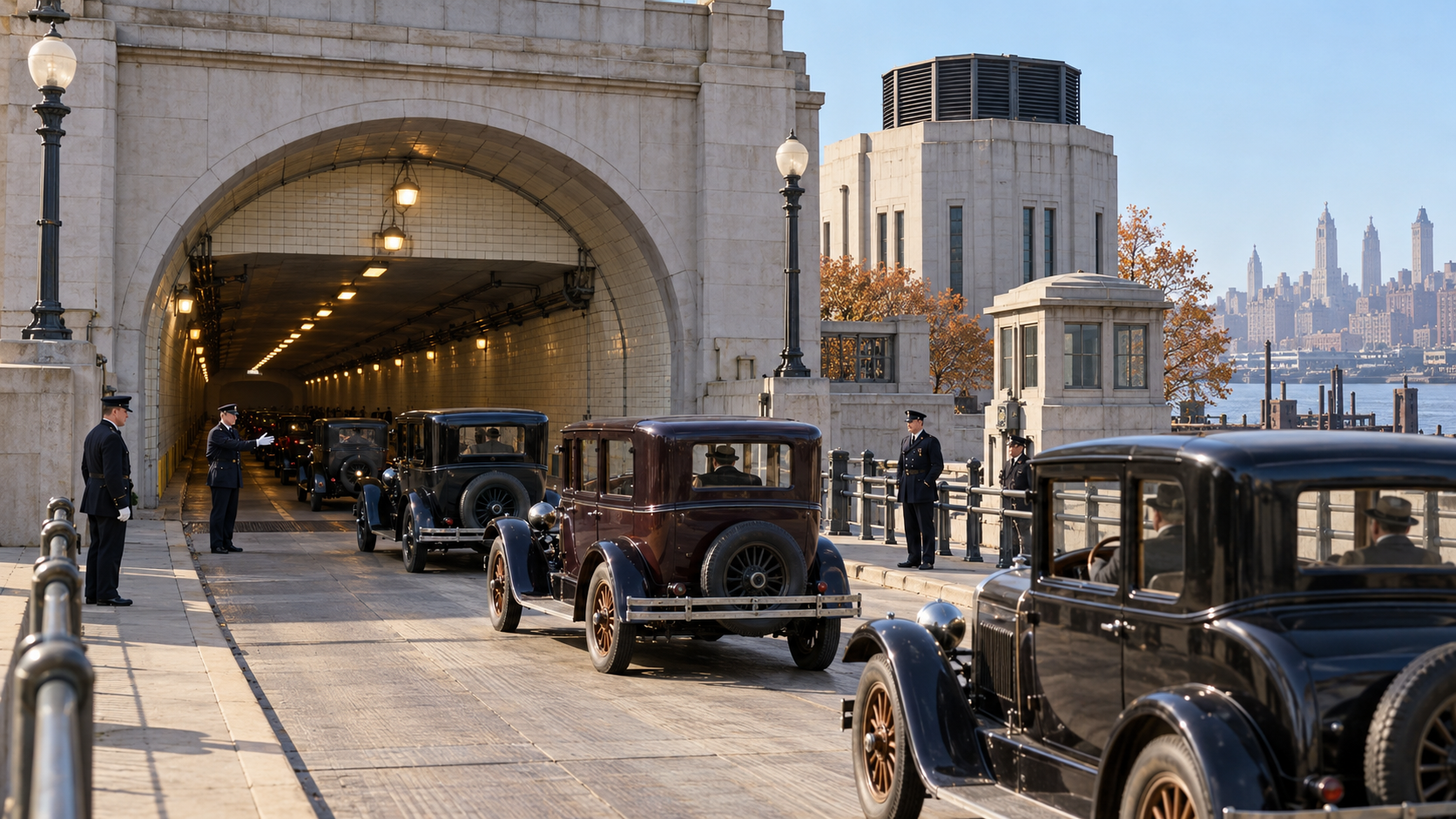 Historical reconstruction of 1927: Holland Tunnel Opens on November 13, 1927