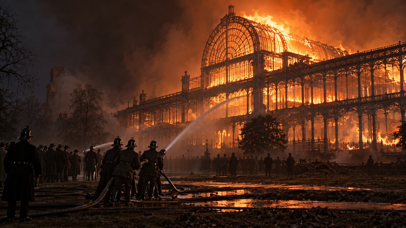 Historical reconstruction of 1936: Crystal Palace Burns on November 30, 1936