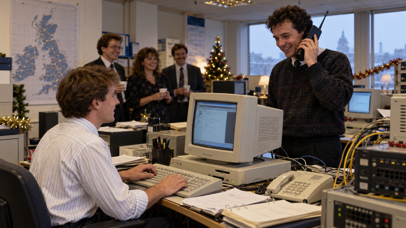 Historical reconstruction of 1992: First SMS Message Is Sent on December 3, 1992