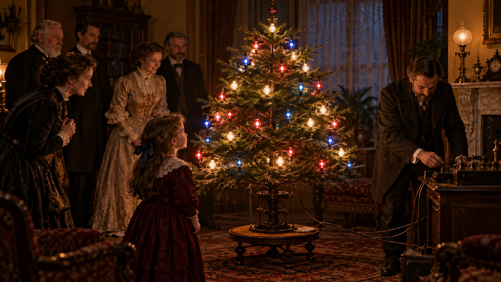 Historical reconstruction of 1882: Electric Tree Lights Glow on December 22, 1882