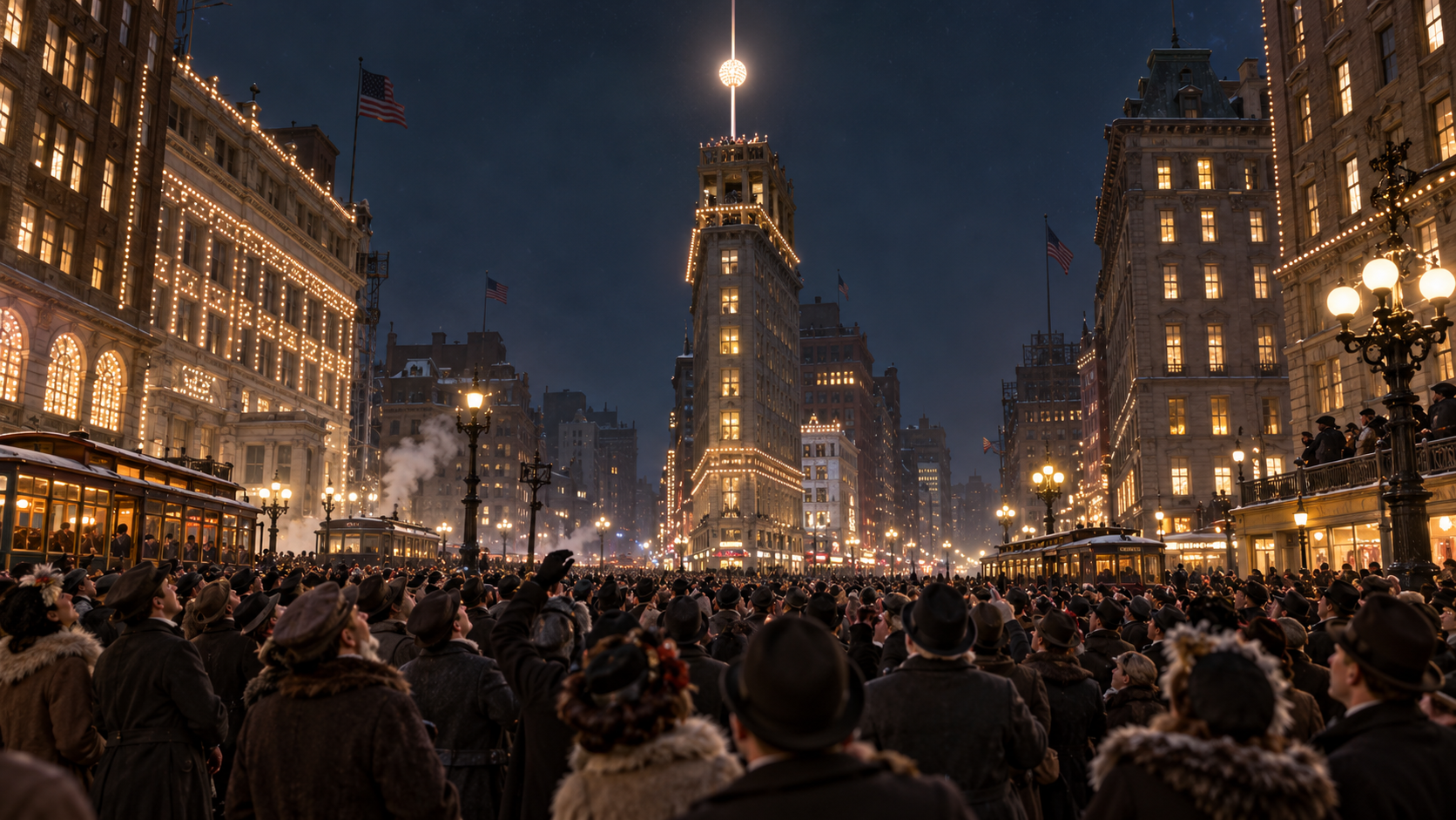 Historical reconstruction of 1907: Times Square Ball Drops on December 31, 1907