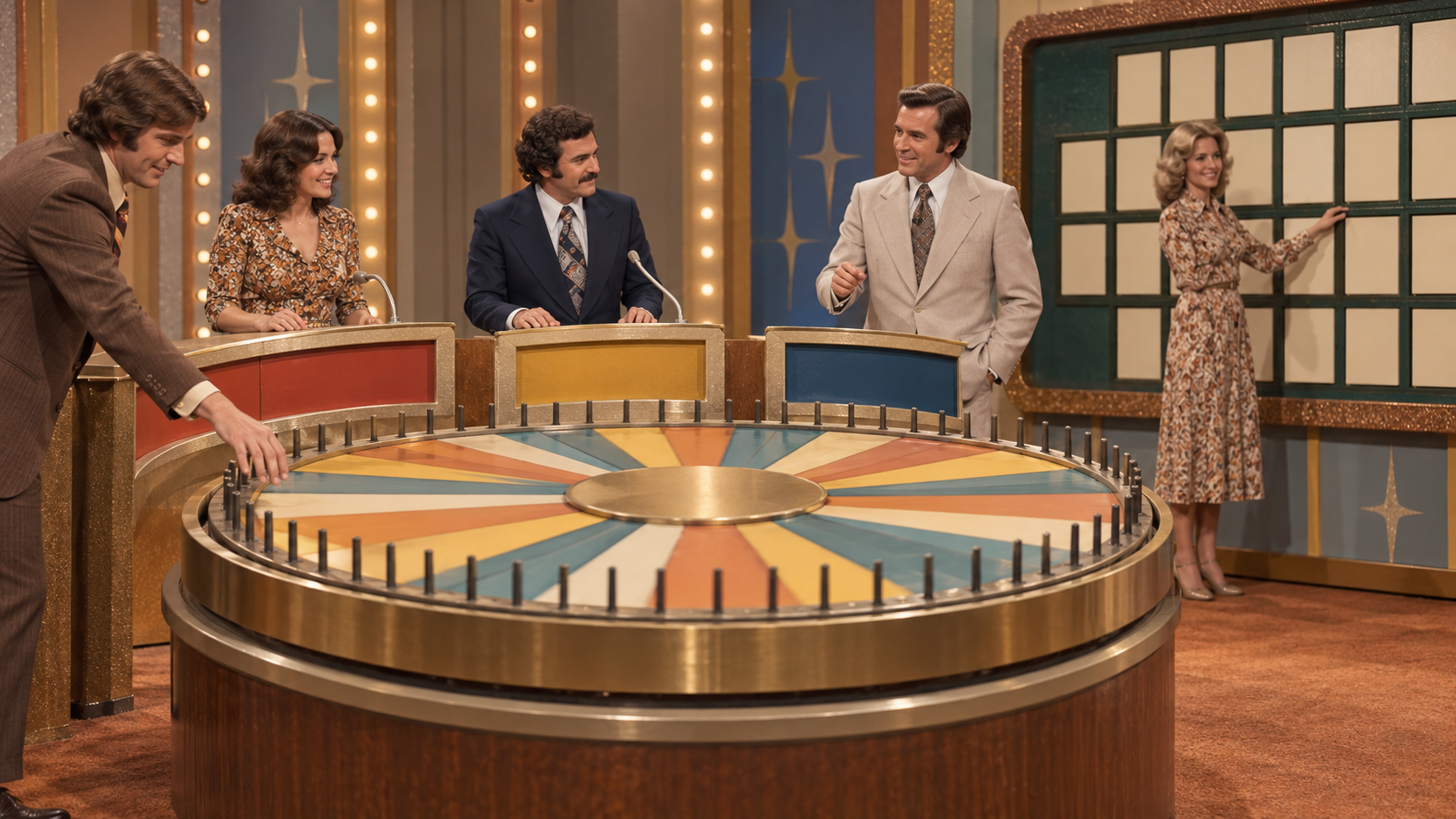 Reconstruction of the Wheel of Fortune television studio at its 1975 debut