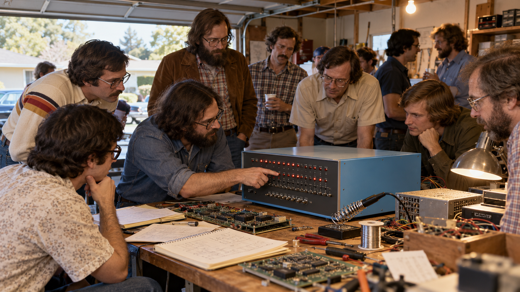 Photorealistic historical reconstruction of the first Homebrew Computer Club meeting