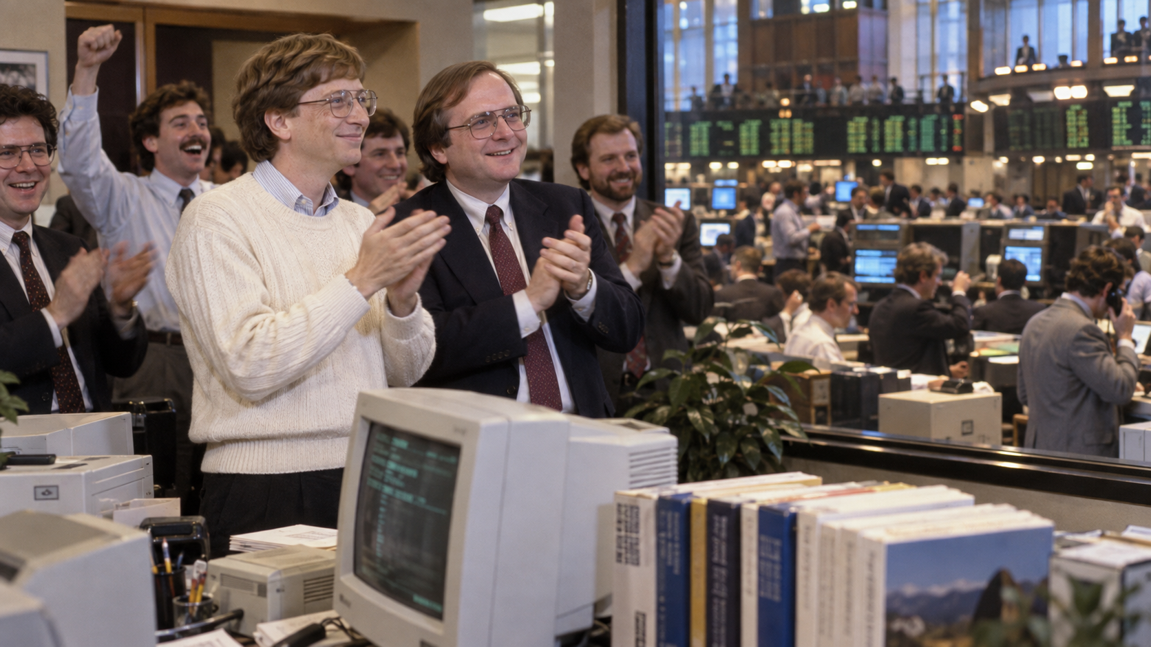 Photorealistic historical reconstruction of the Microsoft public stock offering