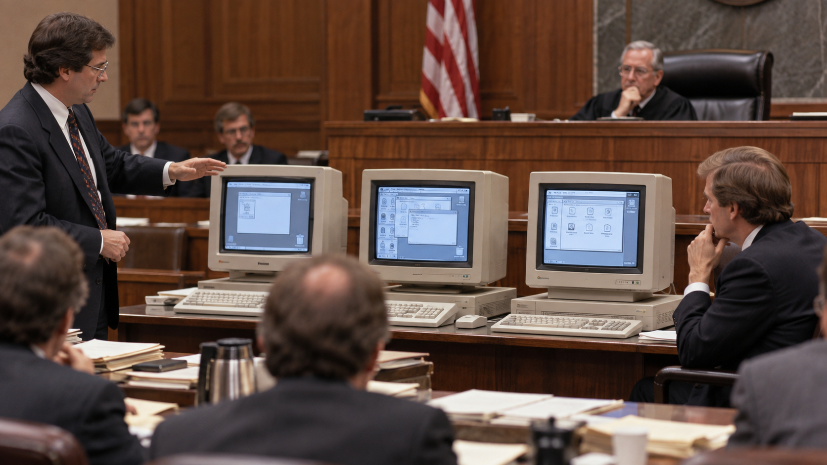 Photorealistic historical reconstruction of the Apple and Microsoft software lawsuit