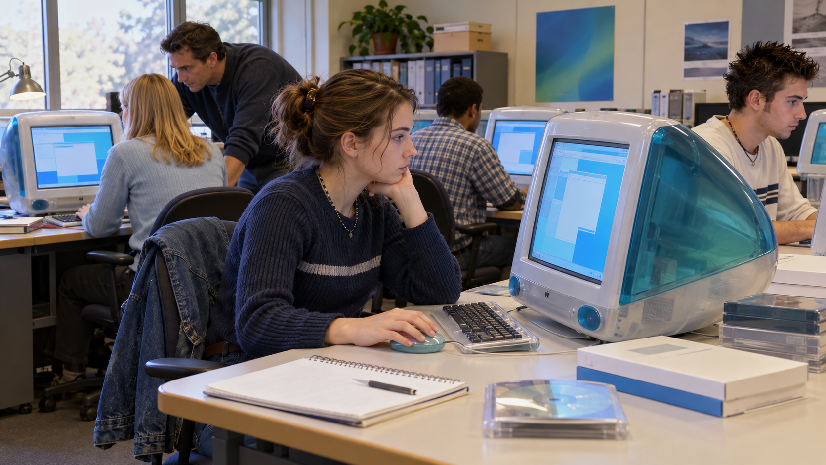 Photorealistic historical reconstruction of the Mac OS X consumer launch