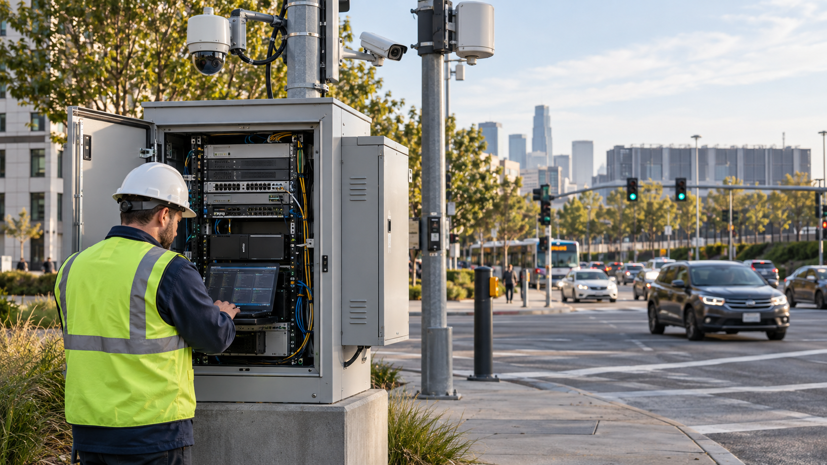 Smart city edge computing gateway processing sensor data locally before securely connecting to a distant cloud