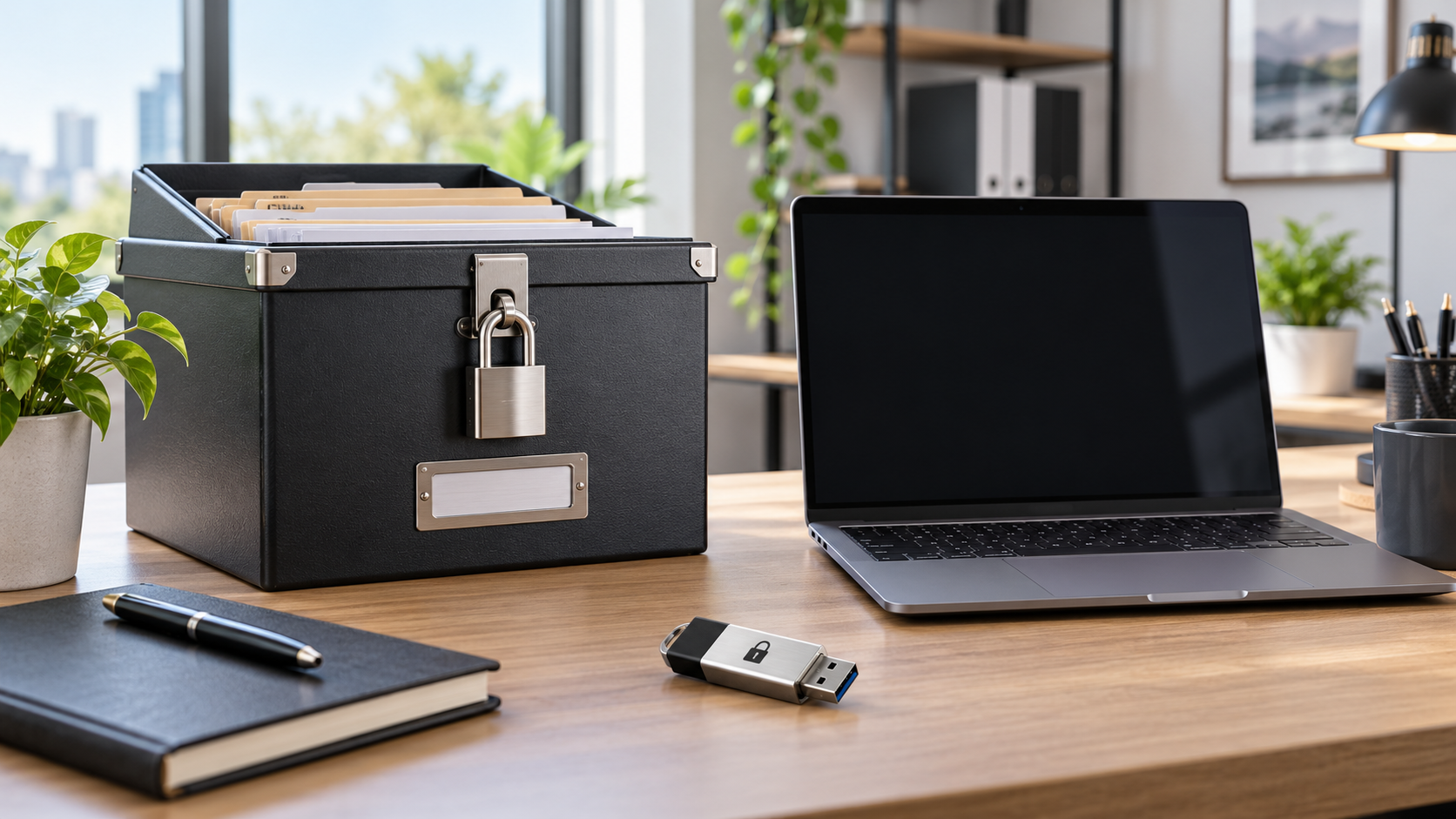 Data protection policy on a laptop screen